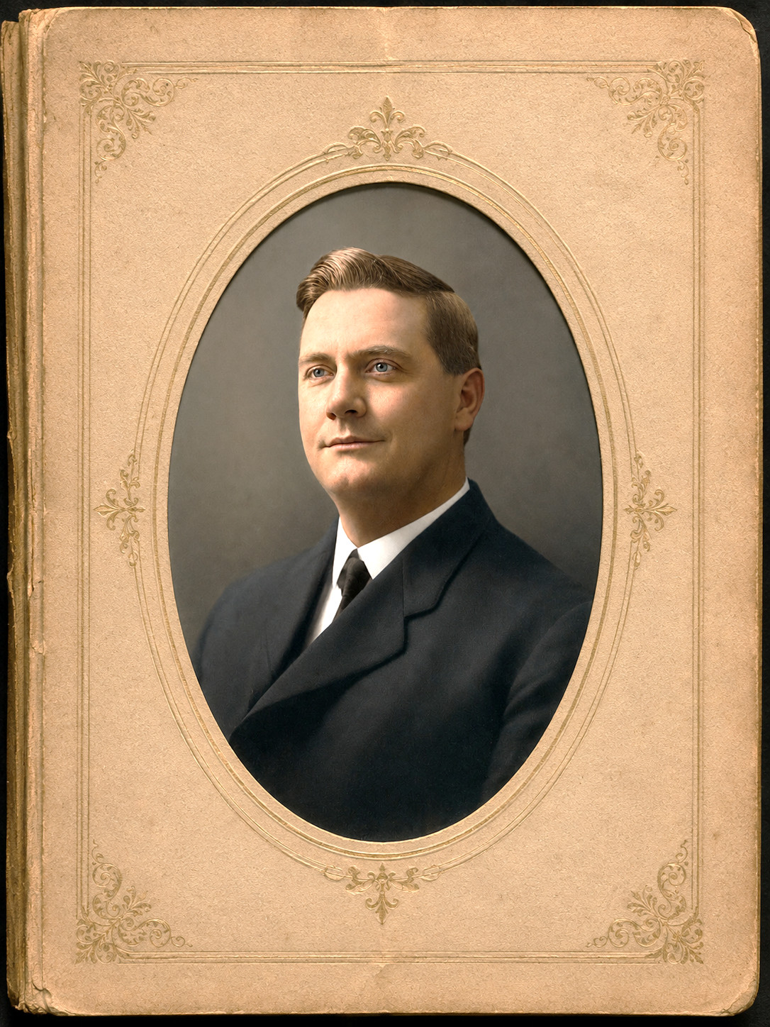 Restored family portrait of Luther Franklin Mezick.