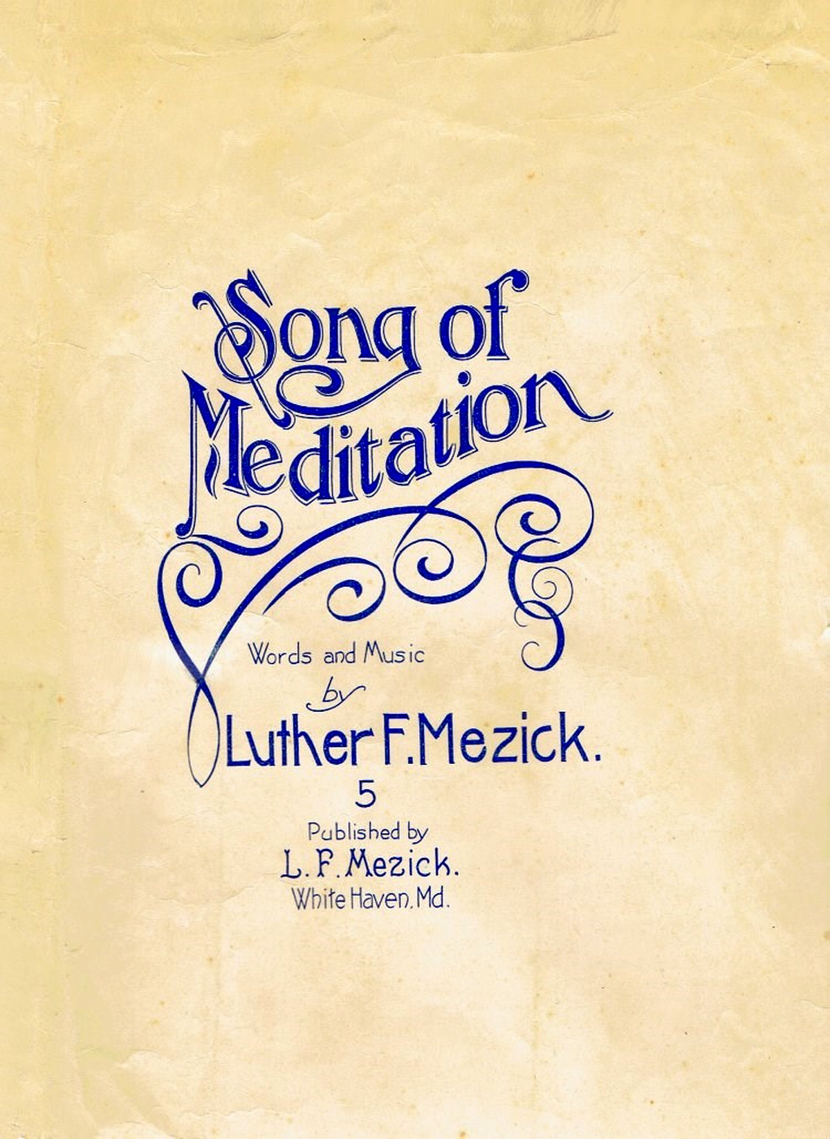 Cover of Song of Meditation, words and music by Luther F. Mezick.